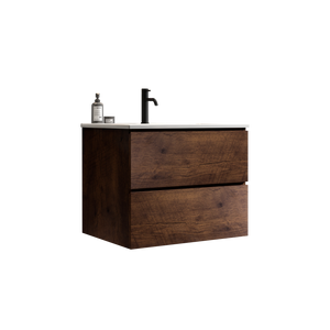TIA 24-Inch Wall Mounted Bathroom Vanity, Walnut