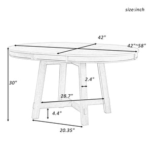 Gia Round Extendable Dining Table with 16" Leaf Wood