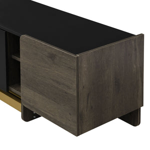 TV Stand With 1 Drawer, 2 Cabinets And Adjustable Shelves