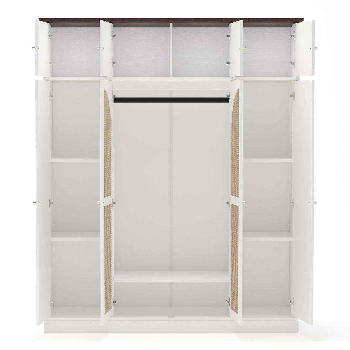 8 Door Armoire Wardrobe With Adjustable Shelves And Hanging Rod