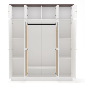 8 Door Armoire Wardrobe With Adjustable Shelves And Hanging Rod