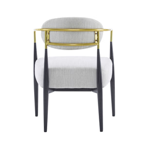 Mid Century Modern Upholstered Accent Armchair With Tapered Legs - Beige / Black / Gold