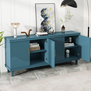 4 Door Cabinet, Large Storage For Living Room - Blue