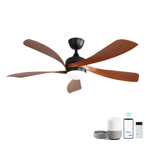 45-Inch Ceiling Fan with DC Motor and Integrated Light in Dark Brown