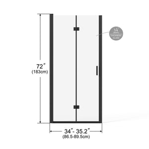 Bifold Frameless Glass Shower Door With Pivot Swing Panel, Tempered Clear Glass
