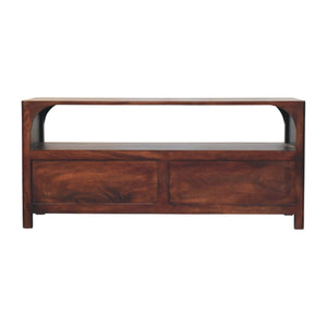 Solid Wood Arched Edge 2 Drawer Media Unit