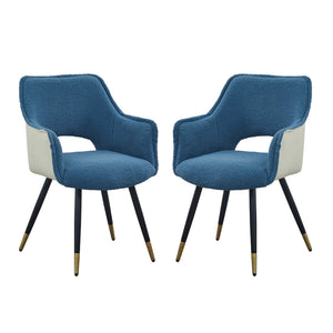 Side Chair, Living Room Bedroom Kitchen Vanity Accent Chair (Set of 2) - Blue