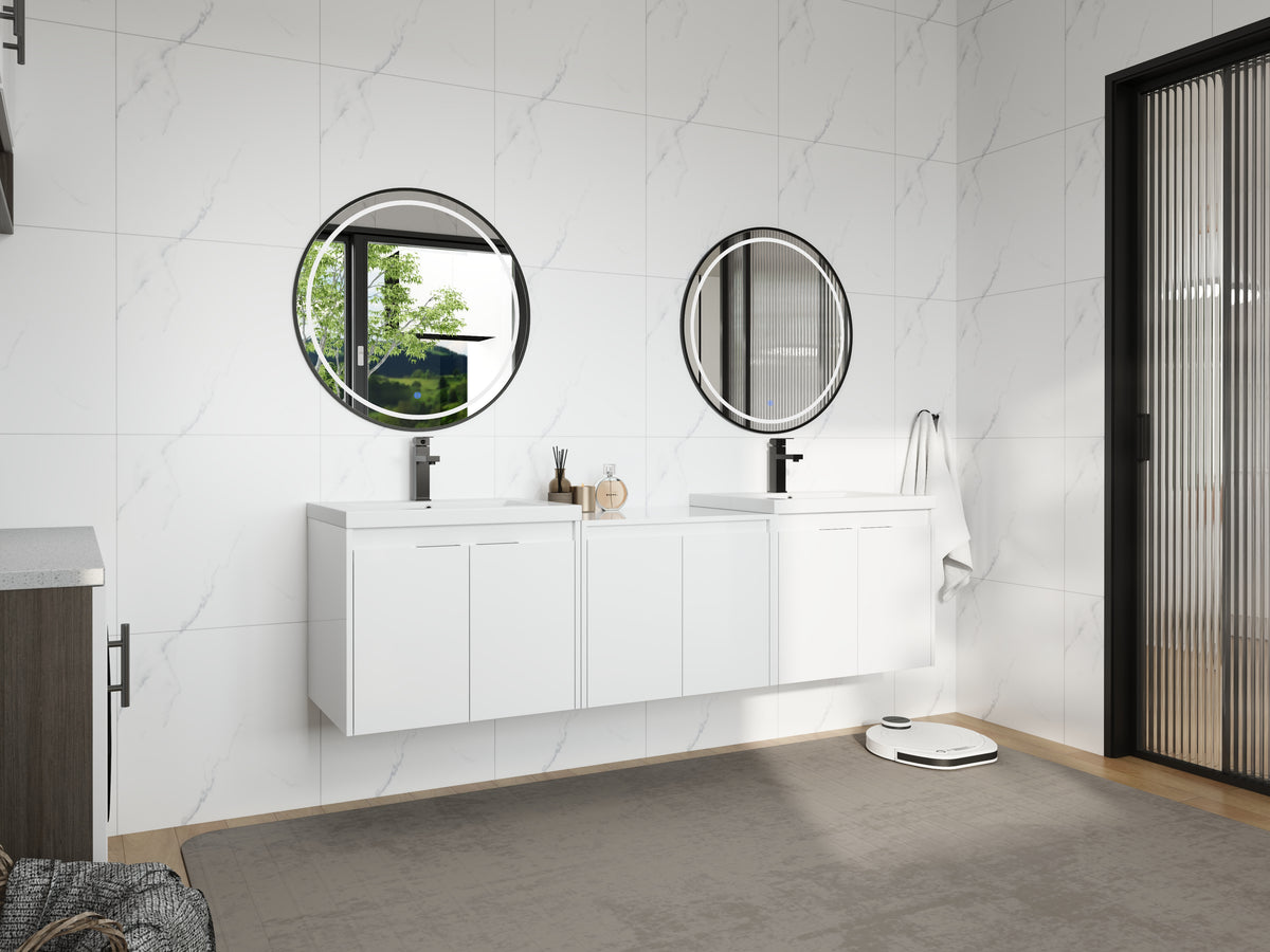 72" Bathroom Vanity With Resin Sink, Soft Close Doors and 1-Side Cabinet