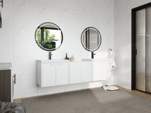 72" Bathroom Vanity With Resin Sink, Soft Close Doors and 1-Side Cabinet