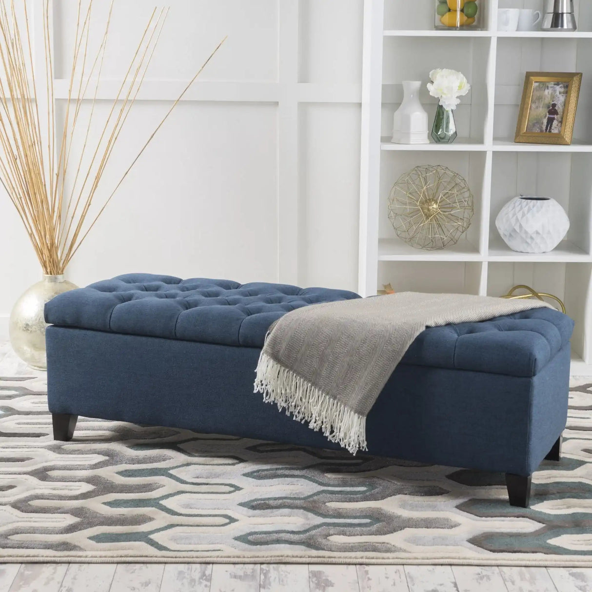 Glouster - Contemporary Storage Ottoman With Button Tufted Design - Best Buy Furniture