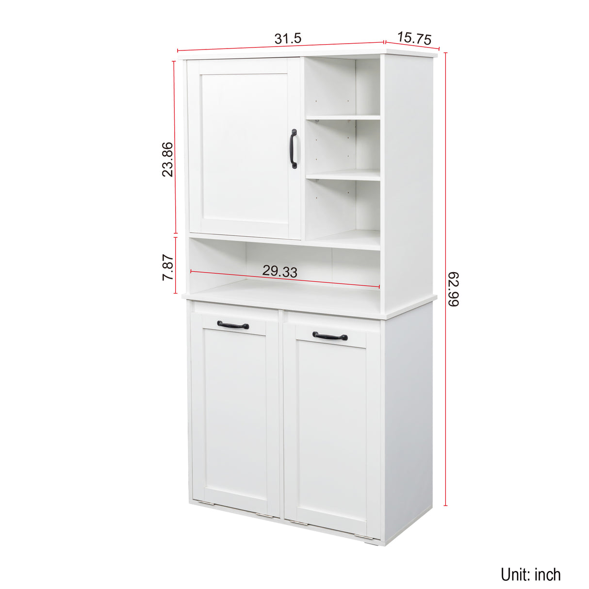 Laundry Cabinet with Doors and Shelf, Tilt-Out Laundry Hamper, Multiple Storage Space