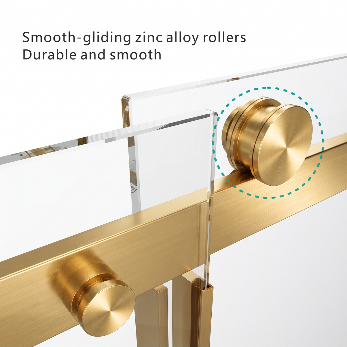 Frameless Sliding Shower Door, 56-60 Inch, 8mm Tempered Glass, Brushed Gold