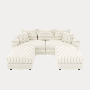 Deep Seat Convertible Sofa With Soft Pillows And Ottomans