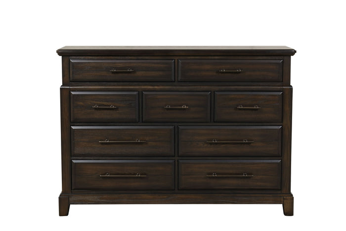 Mahogany 9 Drawer Dresser with Ample Storage - Mahogany