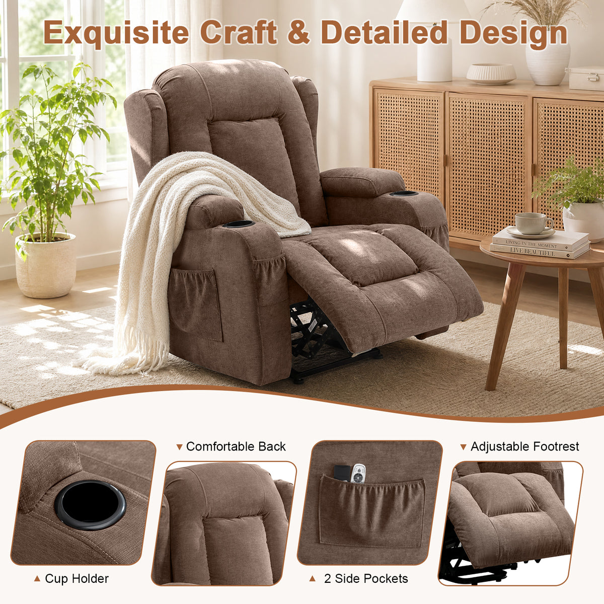 Power Lift Recliner Chair with Massage and Heat - Cotton