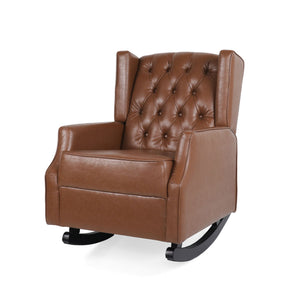 Moss - Upholstered Rocking Recliner With Diamond Tufting And Wingback - Light Brown - Best Buy Furniture