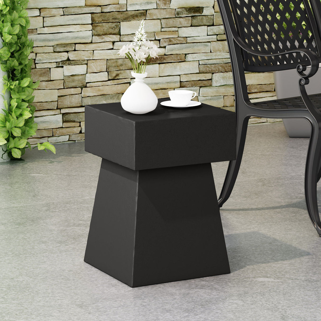 Outdoor Side Table, Patio End Table - Black - Best Buy Furniture