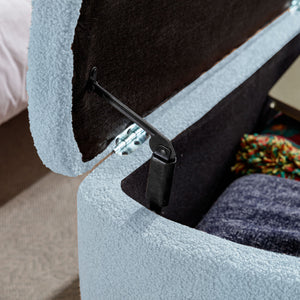Storage Ottoman Bench For End Of Bed Legs, Modern Camel Faux Fur Entryway Bench Upholstered Padded With Storage For Living Room Bedroom
