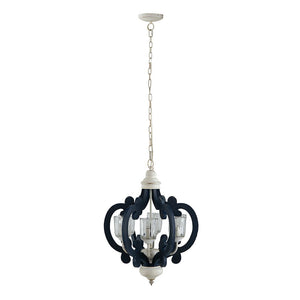 Wood Chandelier 6 Light Farmhouse Pendant Lighting Wood Hanging Light Fixture For Kitchen Living Dining Room, Bulb Not Included - Cream