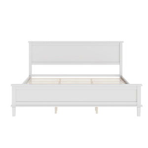 Mid-Century Platform Bed With Headboard And Slat Support, No Box Spring Needed