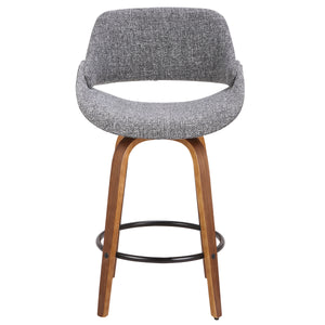 Mid-Century Modern Counter Stool with Padded Upholstery - Walnut