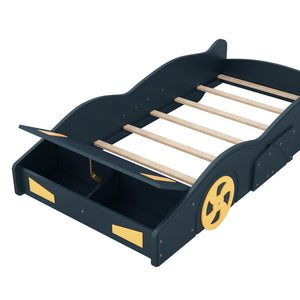 Race Car Shaped Platform Bed With Wheels And Storage