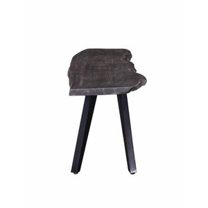 Modern Acacia Wood Dining Bench, Live Edge Design Accent Bench With Iron Legs - Black / Gray