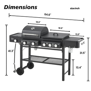 All-in-One Propane Gas Grill with Grilling & Griddling Functions