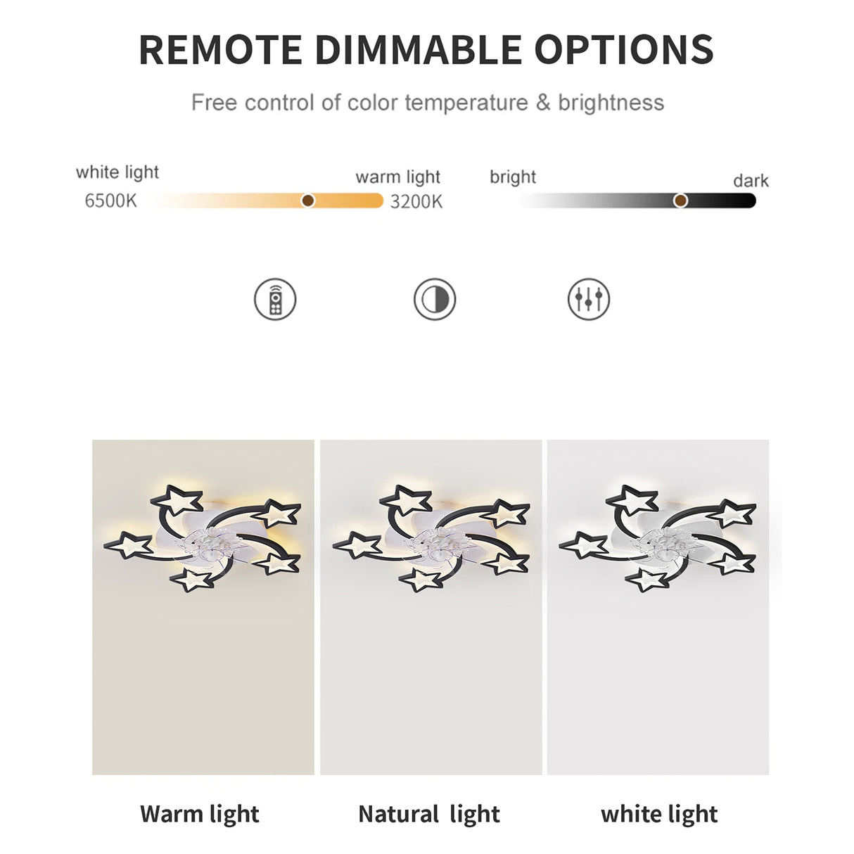 29 Inches Ceiling Fan with Lights Remote Control Dimmable LED