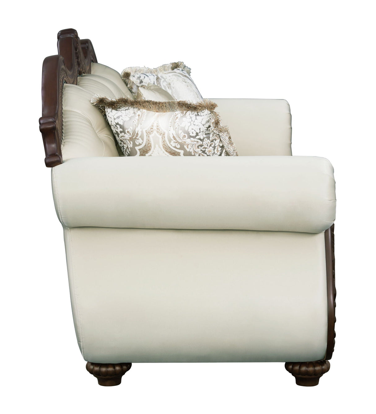 Pierce - Sofa With 5 Pillows - Beige / Cherry - Best Buy Furniture