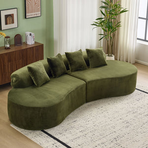 Modern Curved Sofa With Pillows