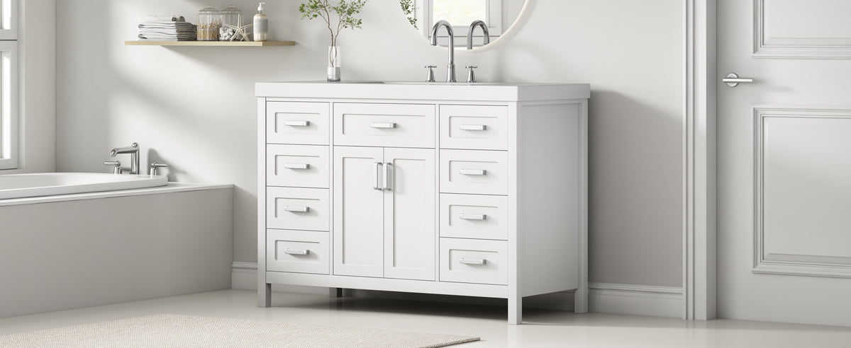 48" Bathroom Vanity with Sink, 2 Doors and 8 Drawers