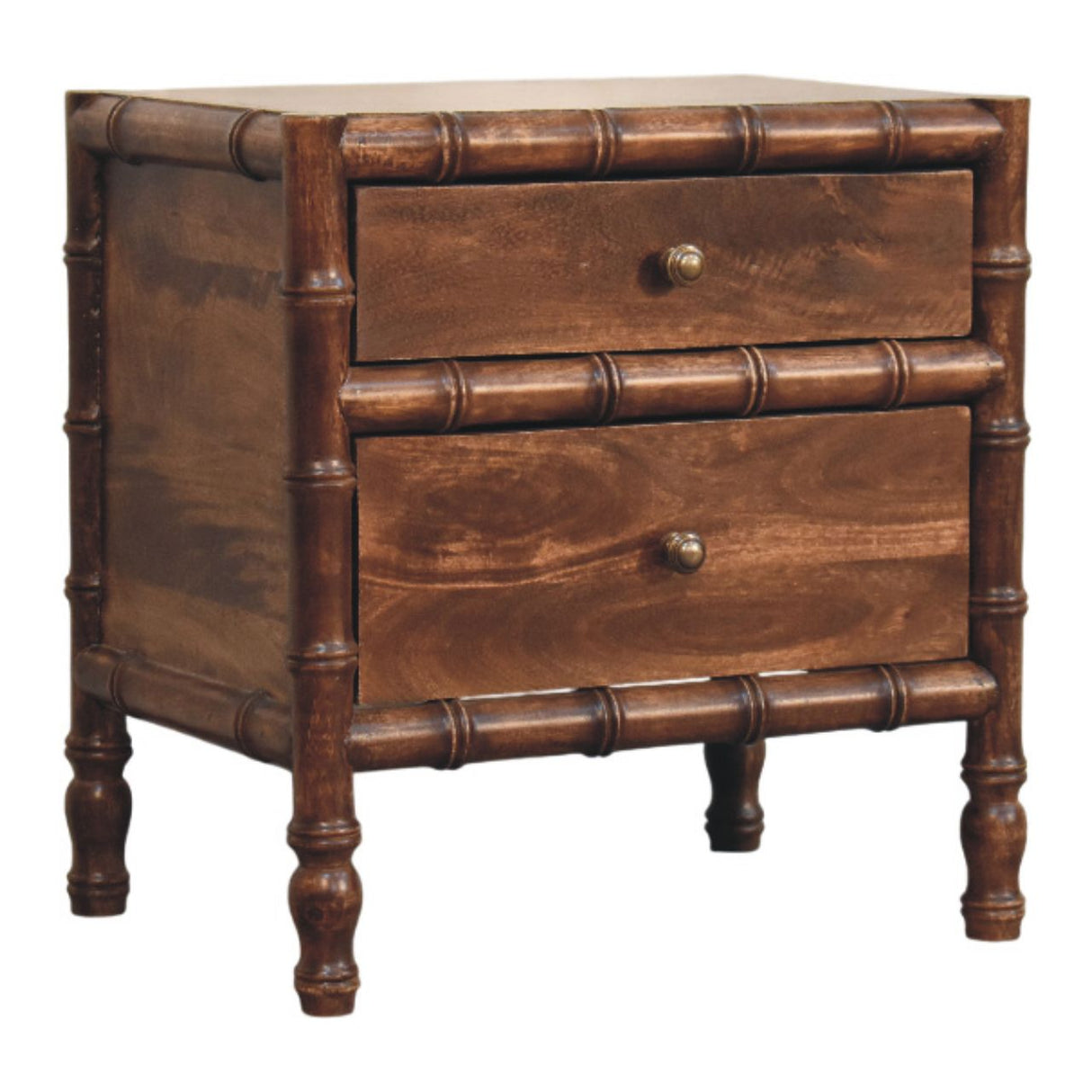 Solid Wood Bamboo Frame Nightstand in Roasted Almond
