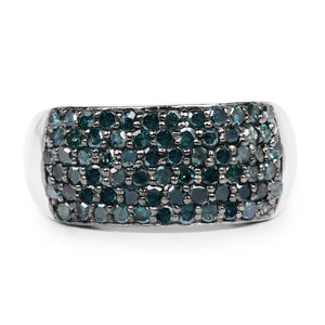 1.17 Carat Genuine Blue Diamond .925 Sterling Silver Ring