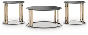 Hannerly - Occasional Table Set (Set of 3) - Black / Gold Finish - Best Buy Furniture