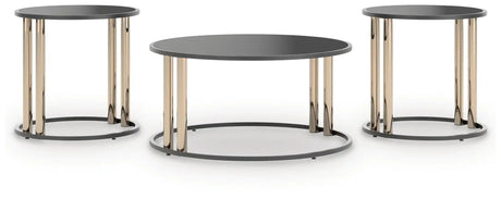 Hannerly - Occasional Table Set (Set of 3) - Black / Gold Finish - Best Buy Furniture