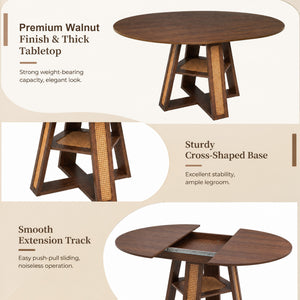 43.3"-59.05" Extendable Round Dining Table for 4-6