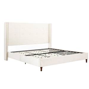 Peyton - Upholstered Bed With 54" High Headboard, Traditional Hand Buttoned Tufting