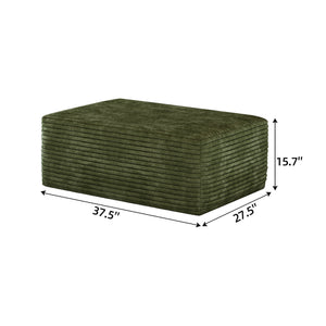 Green Plush Corduroy Sofa Ottoman