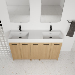 60" Double Sink Bathroom Vanity with Extra-Large Storage