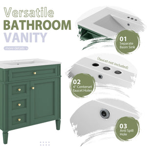 Bathroom Vanity With Medicine Cabinet, Royal Mirror Cabinet, Modern Bathroom Storage Cabinet With 2 Soft Closing Doors And 4 Drawers