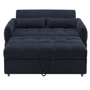 Loveseat Sofa Pull-Out Bed With Adjustable Backrest, 3 USB Ports And 2 Lumbar Pillows For Living Room