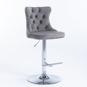 Swivel Barstools Adjusatble Seat Height From 25-33", Modern Upholstered Base Bar Stools With Backs Comfortable Tufted For Home Pub And Kitchen Island (Set of 2)
