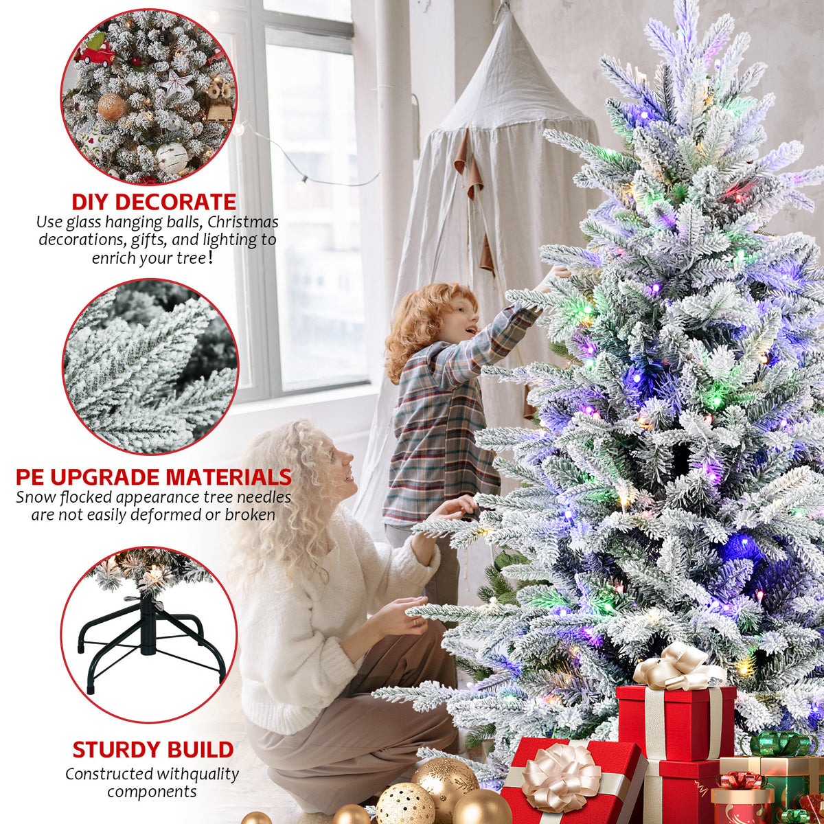 Premium 8FT Flocked Artificial Christmas Tree
