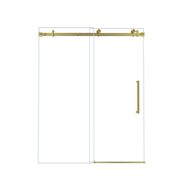 Frameless Single Sliding Shower Door With Handle And Square Tube Track