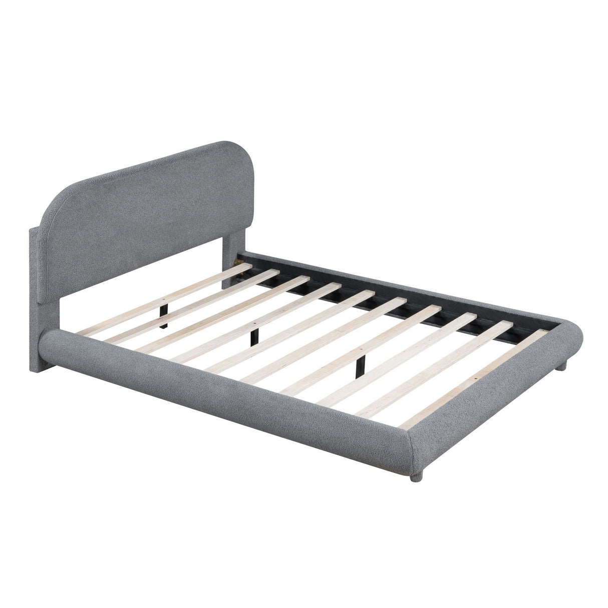 Upholstered Platform Bed With Thick Solid Frame And Stylish Curve-Shaped Design