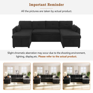 U-Shaped Sectional Sofa Bed With Storage And USB Ports