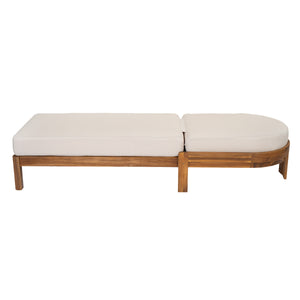 Patio Acacia Wood Chaise Lounge Chairs with Adjustable Backrest Set of 2