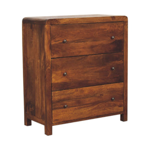 Solid Wood Aspen Chest, 3-Drawers, Chestnut
