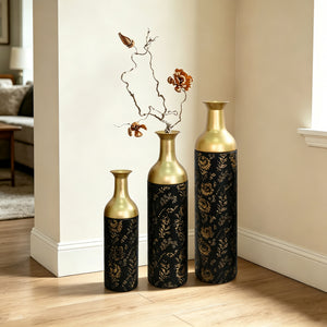 Decorative Metal Vases Set of 3